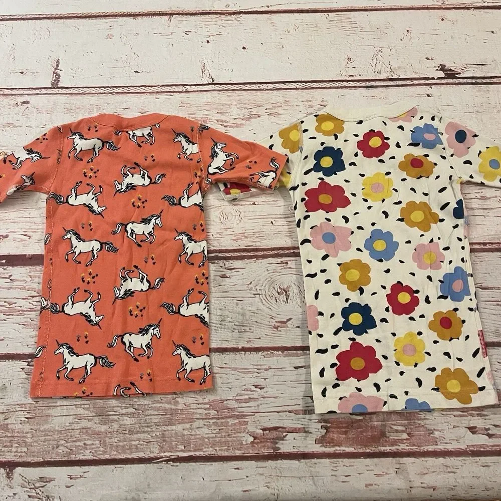 Hanna Andersson Size 8 130cm Pajama Top Multi Color Flowers Unicorns Lot of 2‎